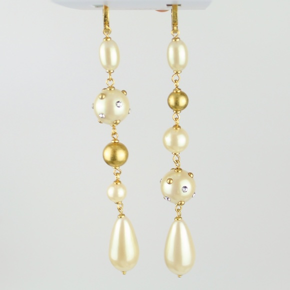 NWT Kate Spade Synthetic Pearl Linear Drop Earrings - Picture 1 of 6